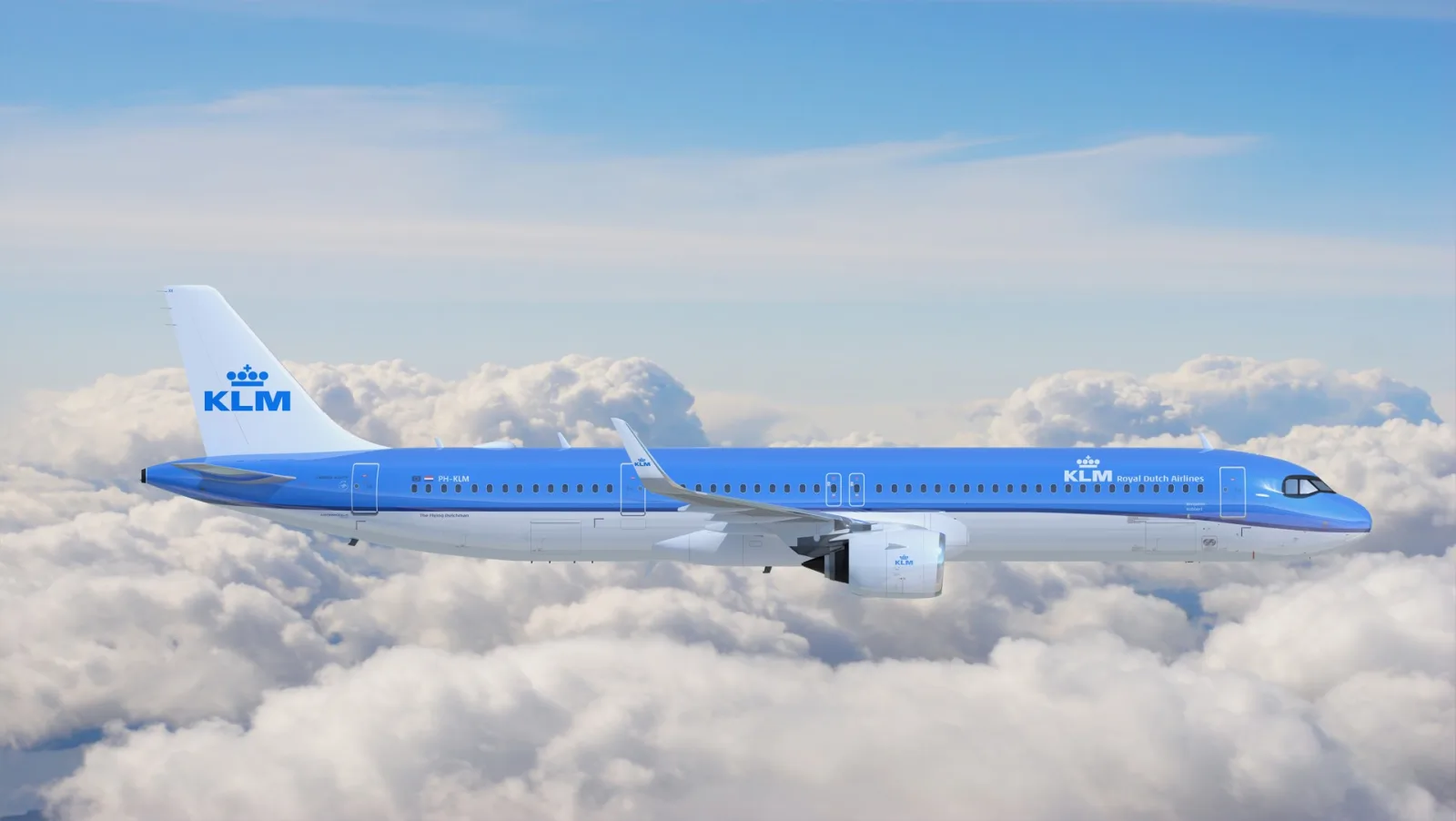 KLM Airbus A321neo in flight, the European fleet behind Flying Blue's regional status match.