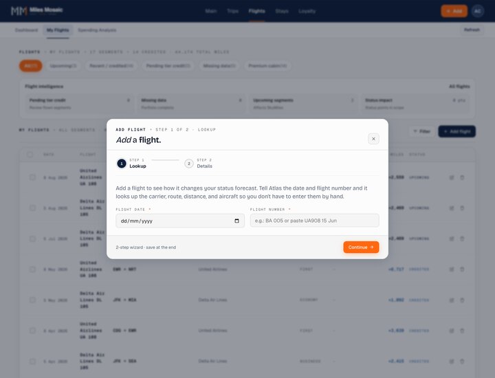 Adding a flight by number