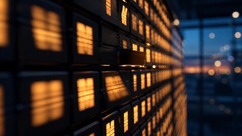 Split-flap airport departure board mid flip glowing amber in shallow focus
